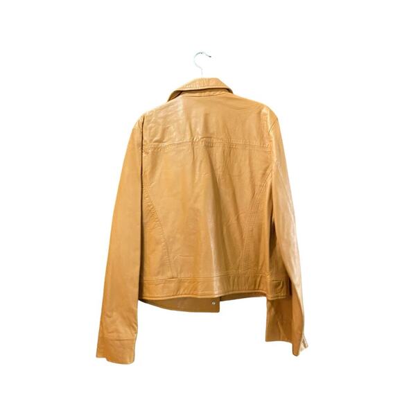 BCBG Women's Tan Leather Long Sleeves Button Front Jacket Size XL - Picture 8 of 8